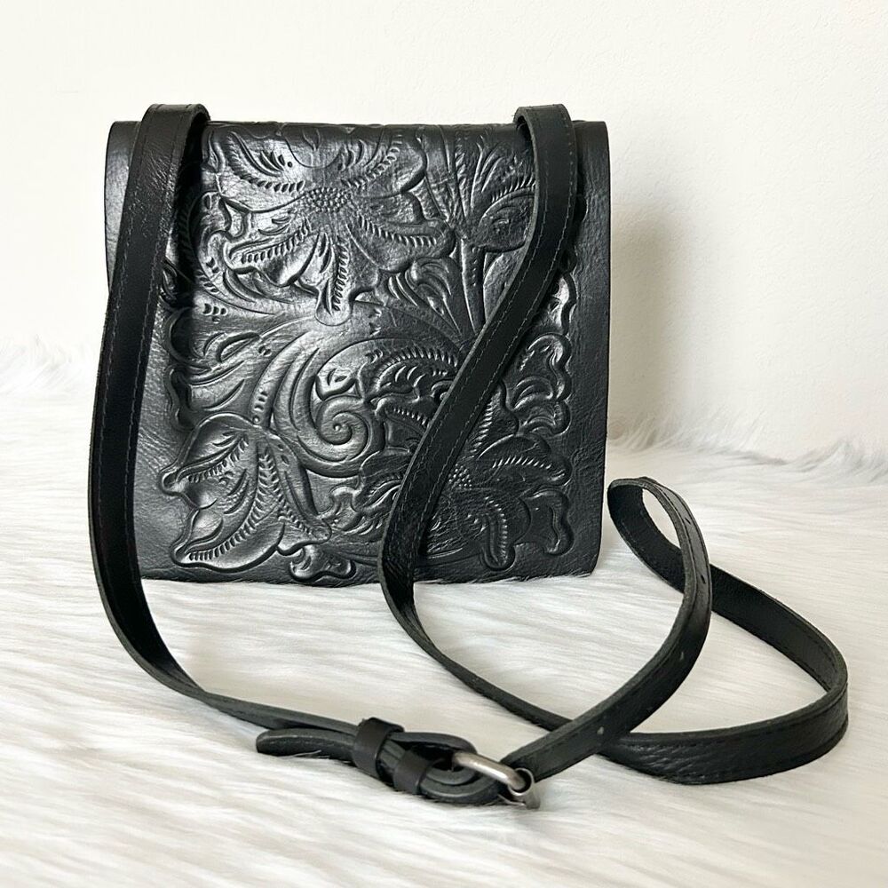 Patricia Nash Black Spring Floral Granada Crossbody